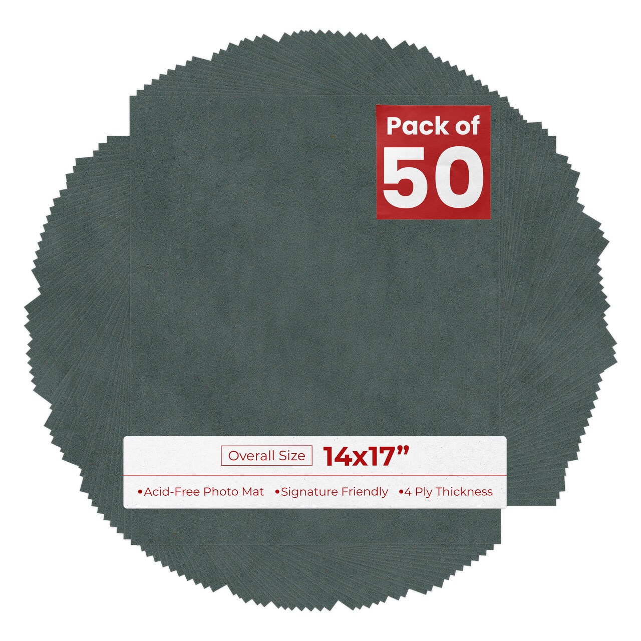 Dark Grey Suede 14x17 Uncut Mat Board - Blank Sheets, No Opening